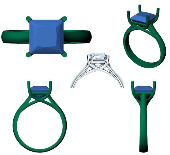 APLR0006 - 3ct PRINCESS CUT SOLITAIRE RING  3D print model