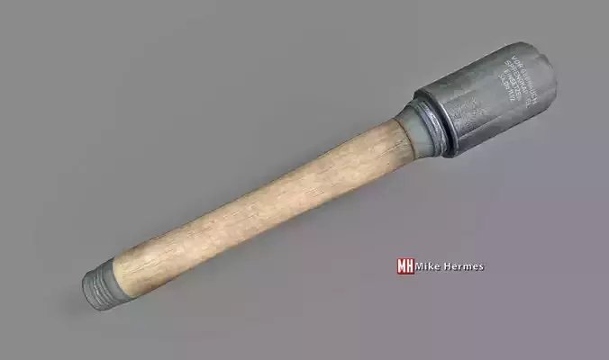 World War 2  German M24 Stick Grenade Low Poly Model 