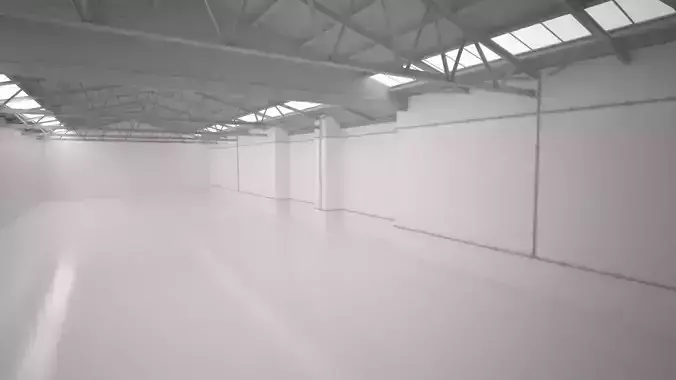 studio render empty warehouse with walls Low-poly 3D model