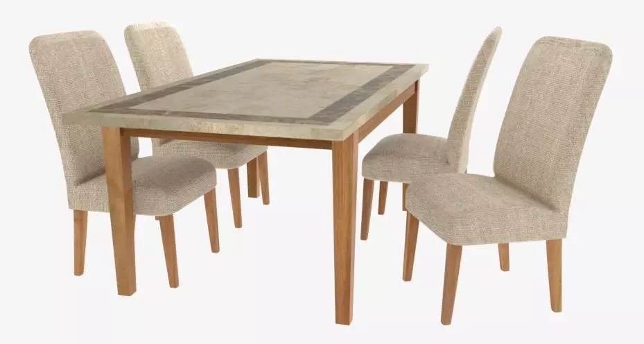 Stone Top Dining Set Low-poly 3D model_0