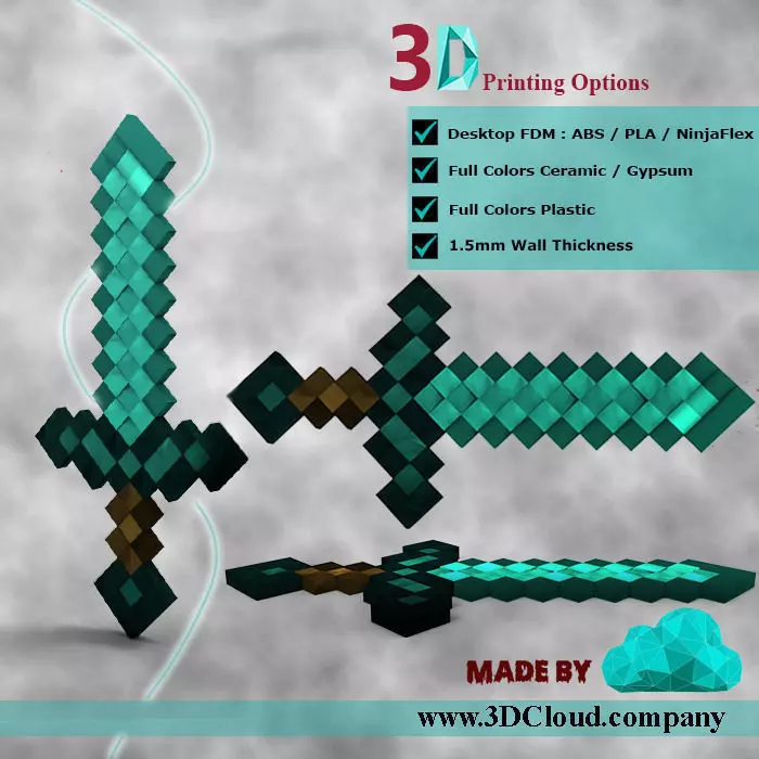 Minecraft Sword - 3D Print Kid Toy Free 3D print model_0