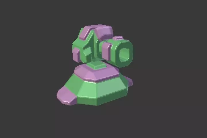 Low Poly Toon Turret Low-poly 3D model_0