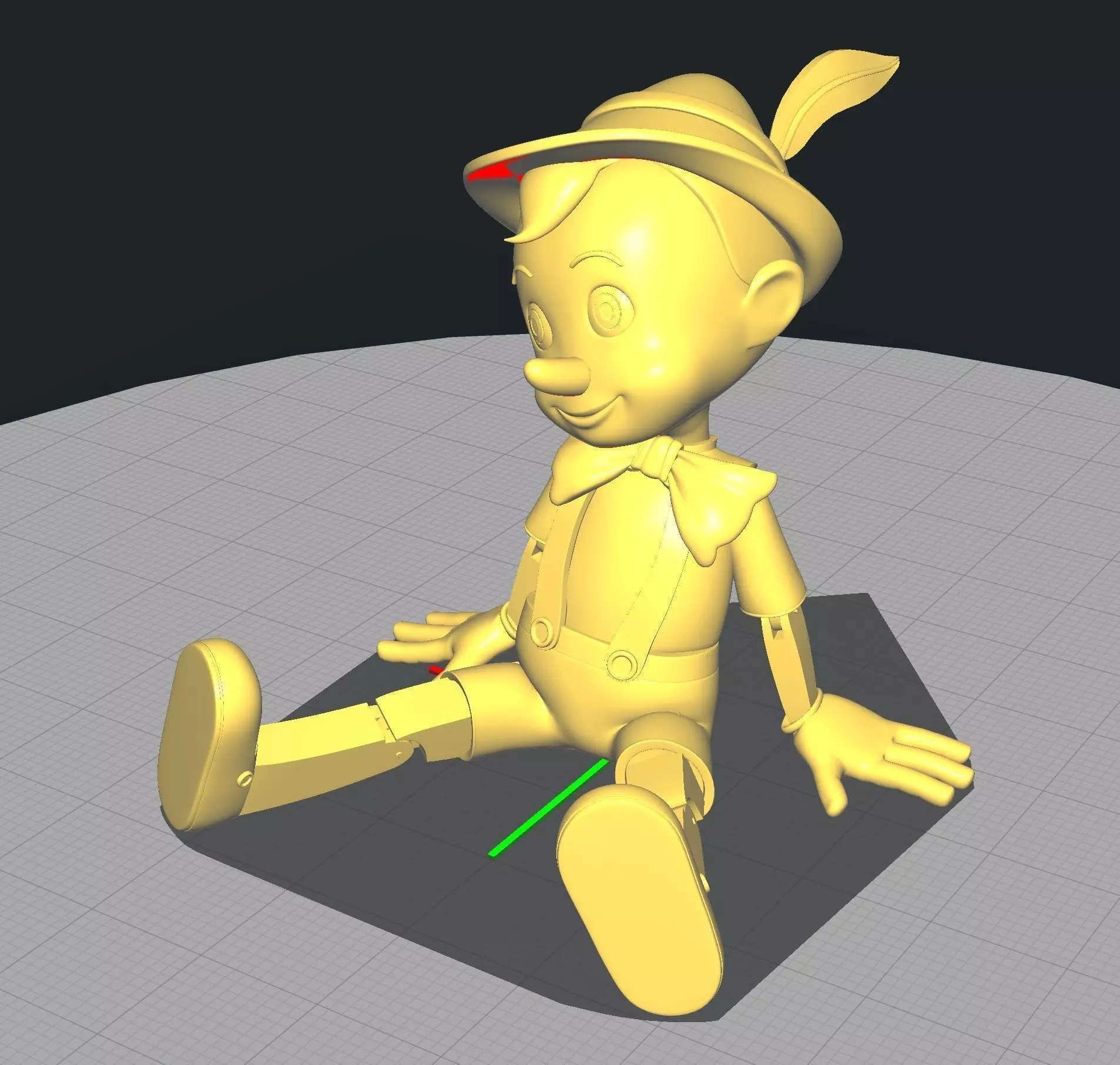 Pinocchio Seated 3D print model_0