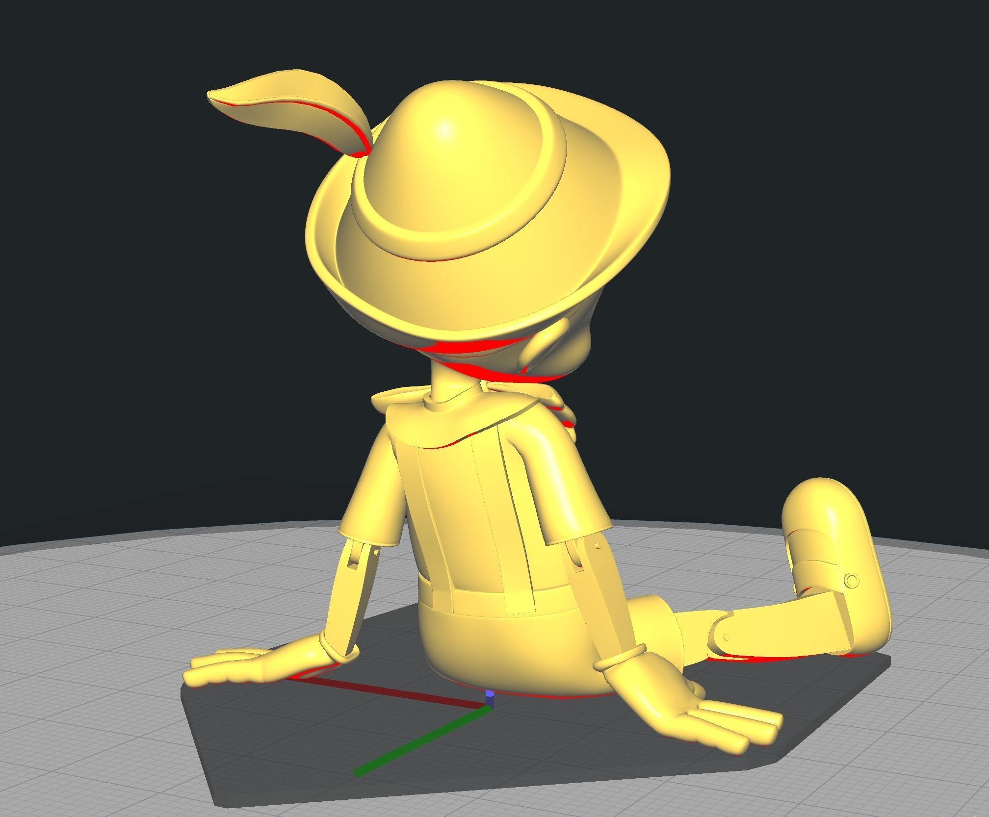 Pinocchio Seated 3D print model_2