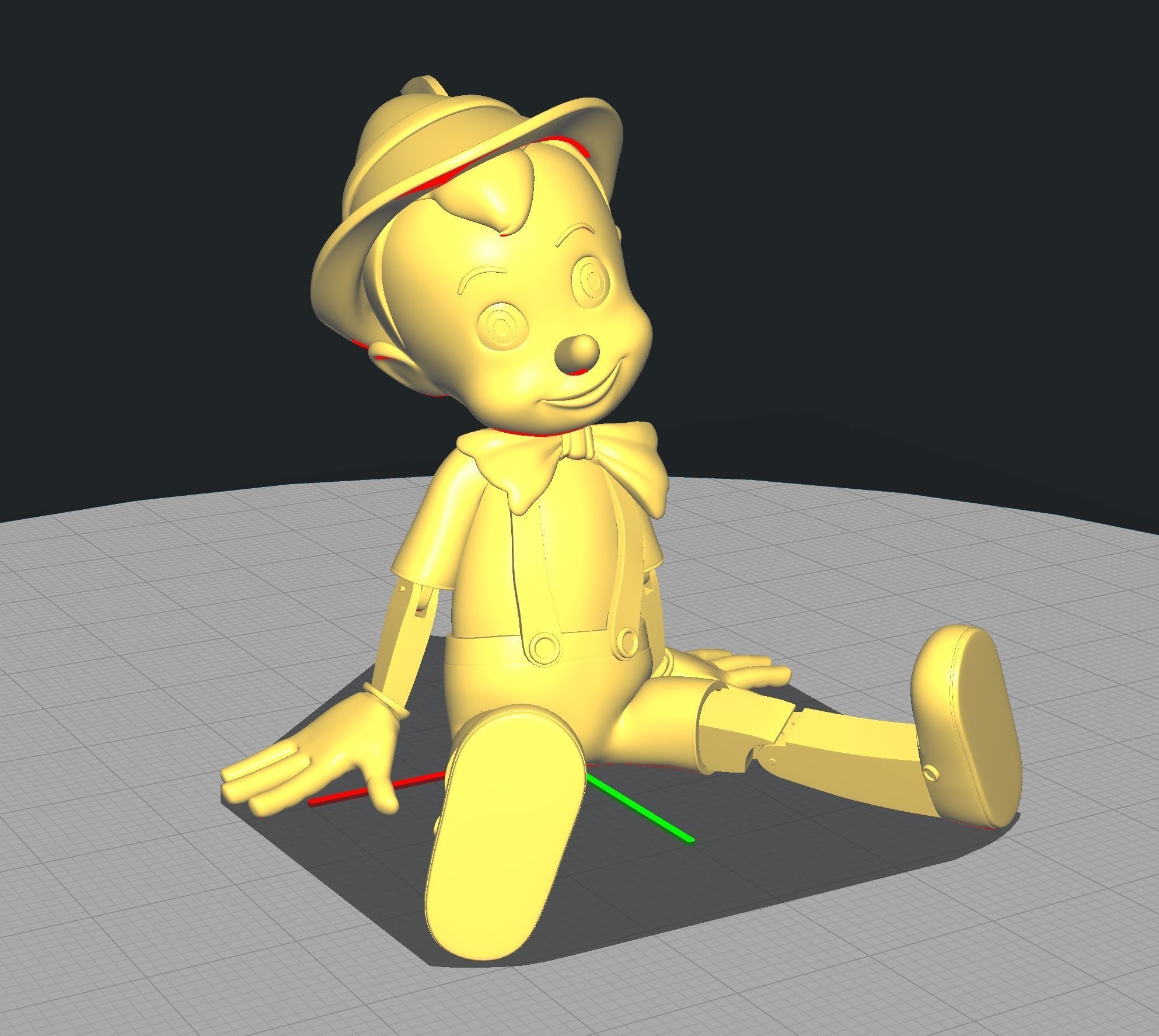 Pinocchio Seated 3D print model_1