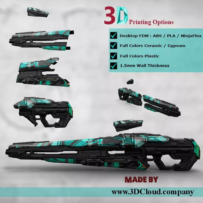 Halo Gun 3D FDM Printing - Kid Toy Free 3D print model_0