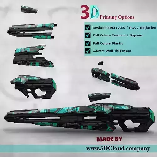 Halo Gun 3D FDM Printing - Kid Toy Free 3D print model
