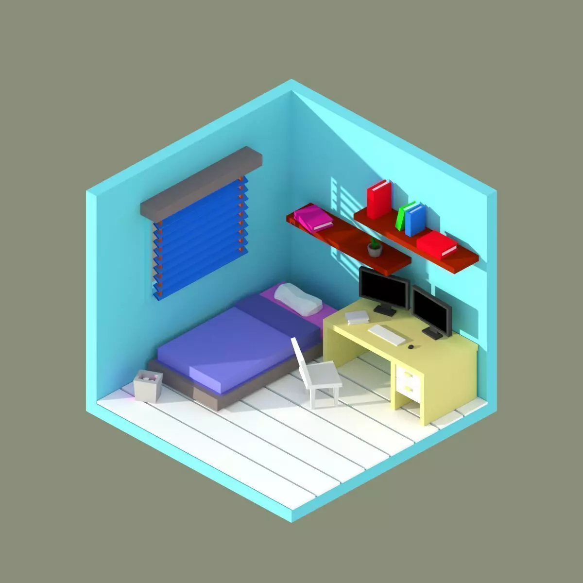 Simple Interior Game Asset 3D model_0