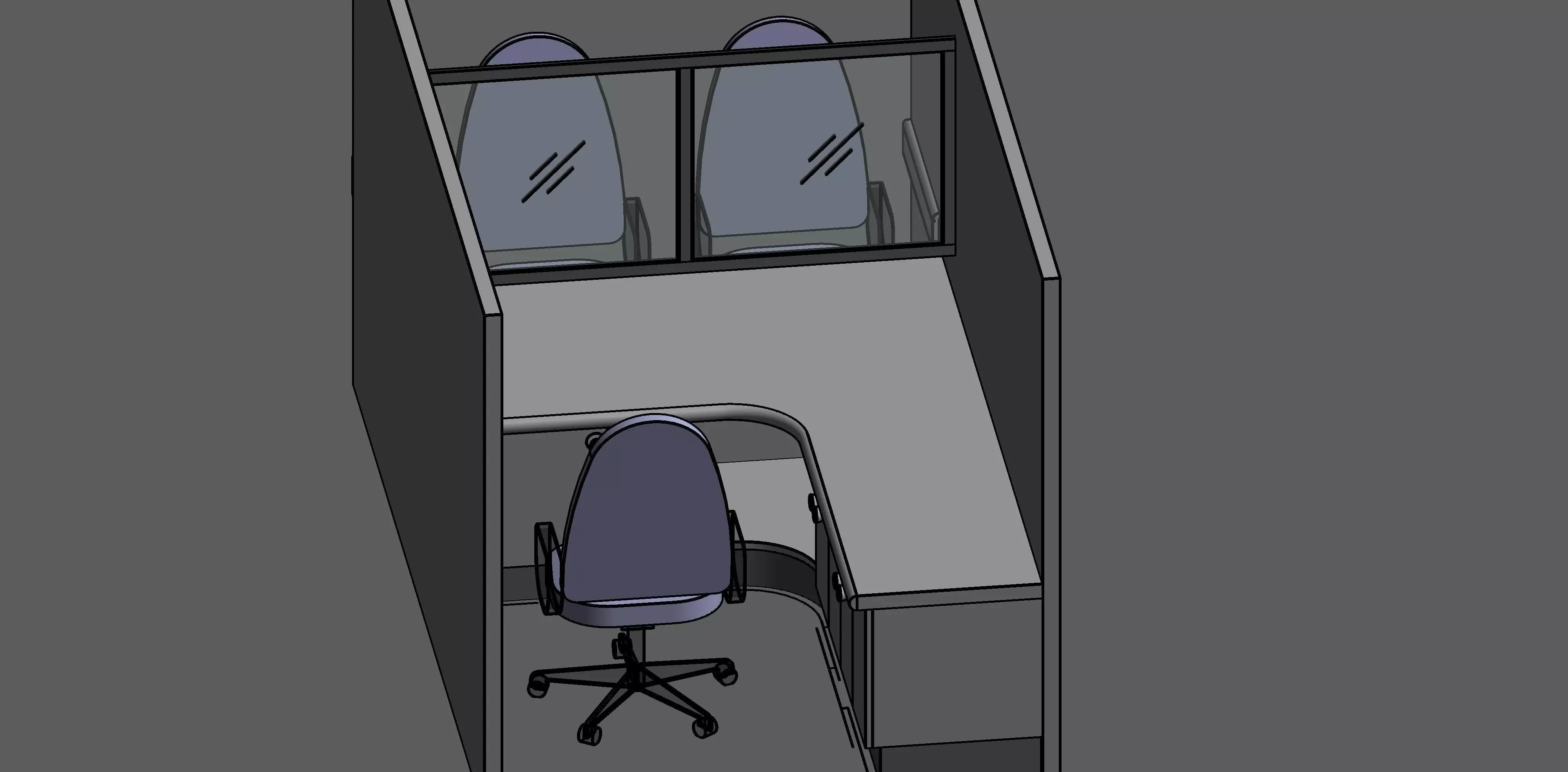 Consulting Cubicle Low-poly 3D model_0