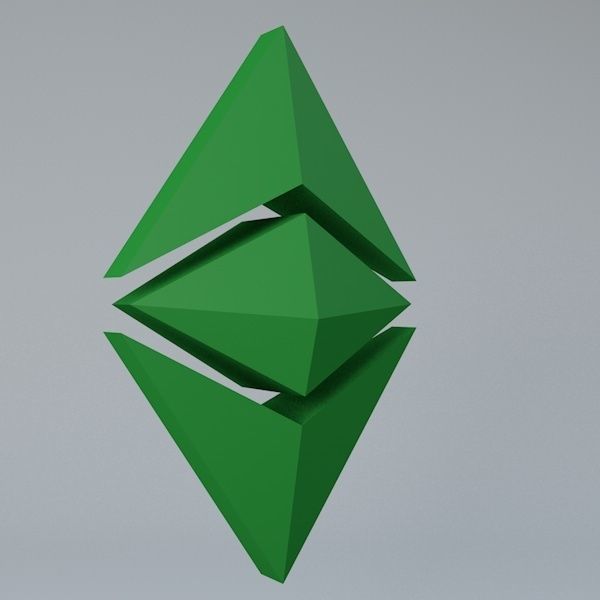 Ethereum Classic Crypto Currency 3D Logo Low-poly 3D model_3