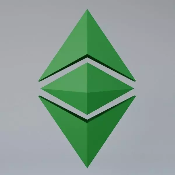 Ethereum Classic Crypto Currency 3D Logo Low-poly 3D model_0
