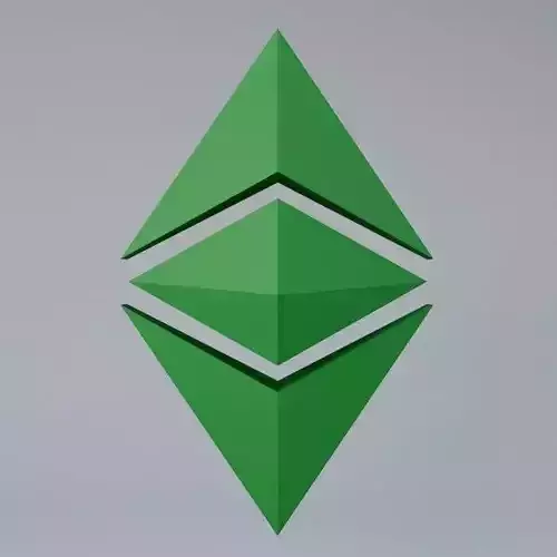 Ethereum Classic Crypto Currency 3D Logo Low-poly 3D model