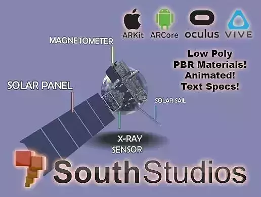 Animated Weather Satellite AR VR Unity 3dsmax Low-poly 3D model