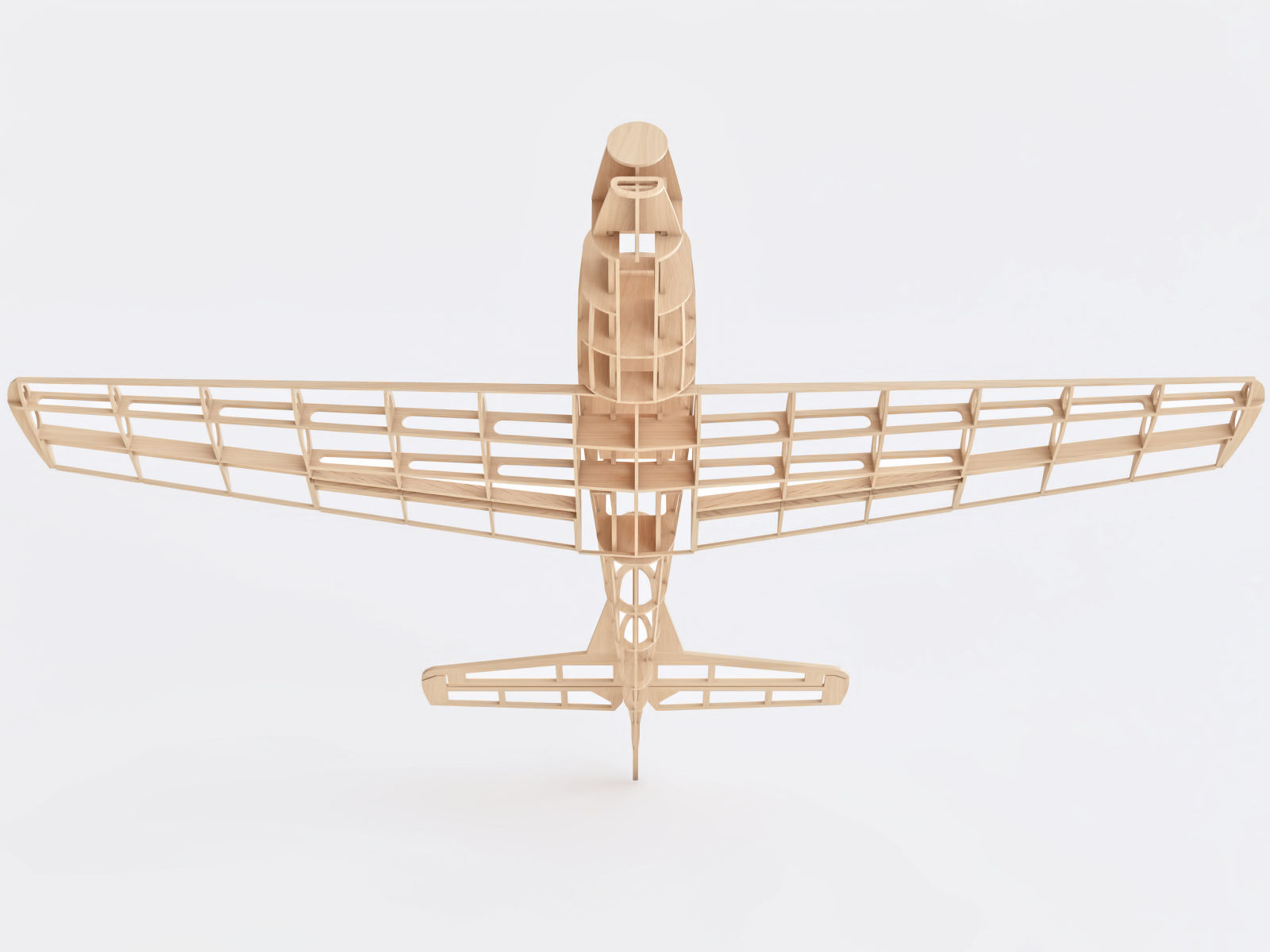 Wooden airplane 3D model_8