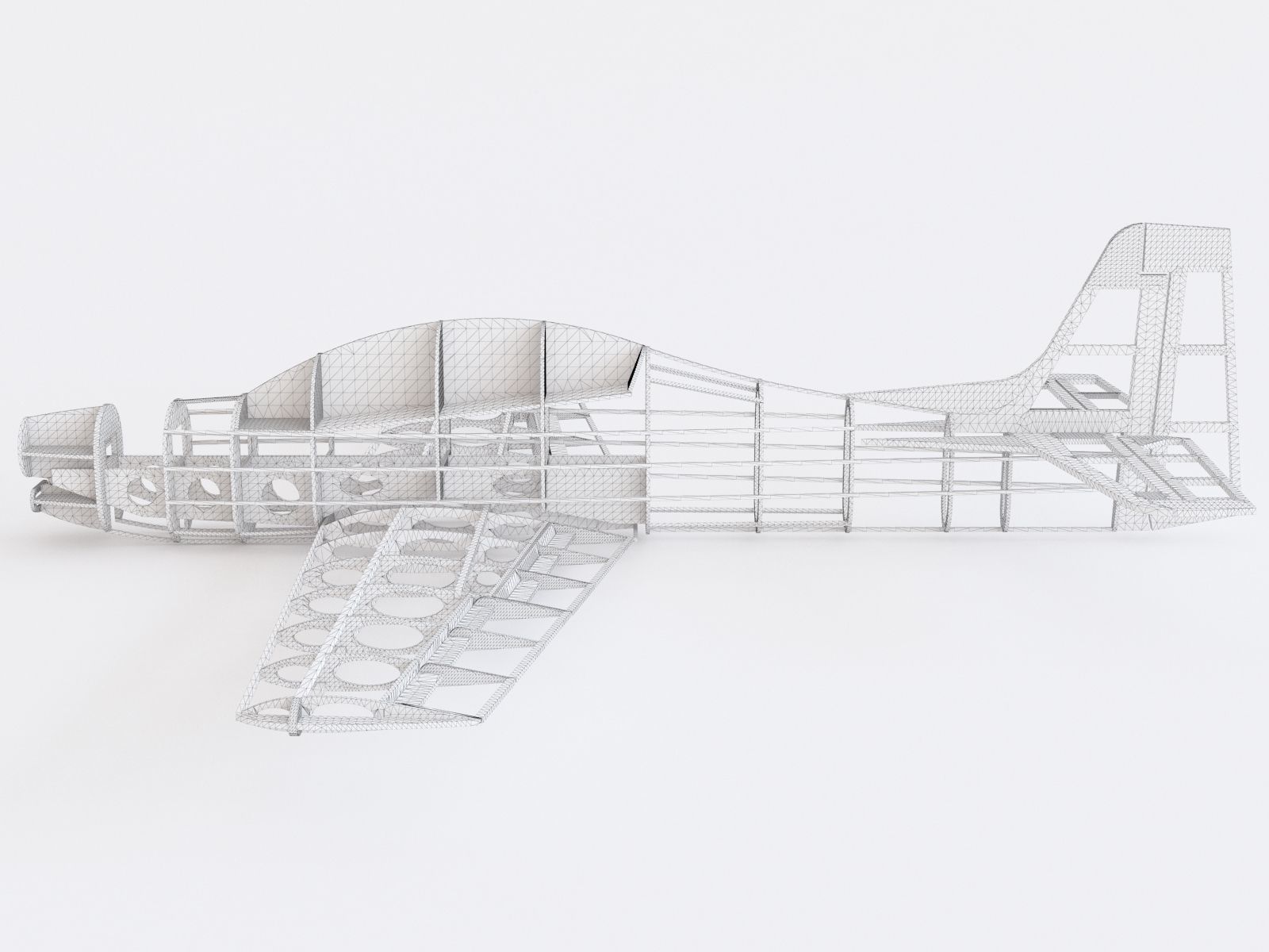 Wooden airplane 3D model_5