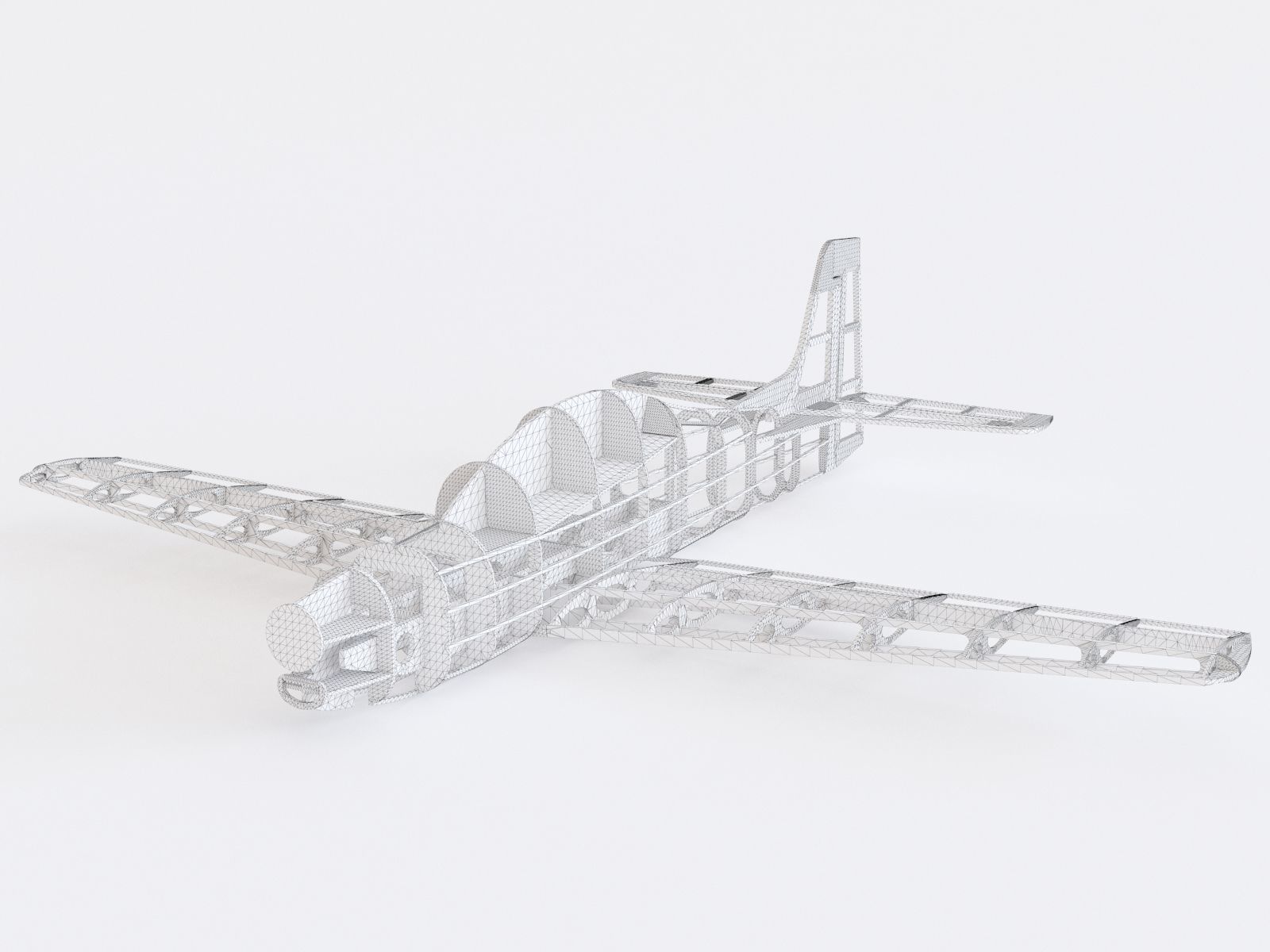 Wooden airplane 3D model_1