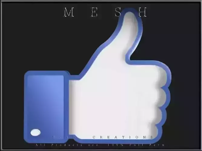 Thumb up to like on Facebook Icon Low-poly 3D model