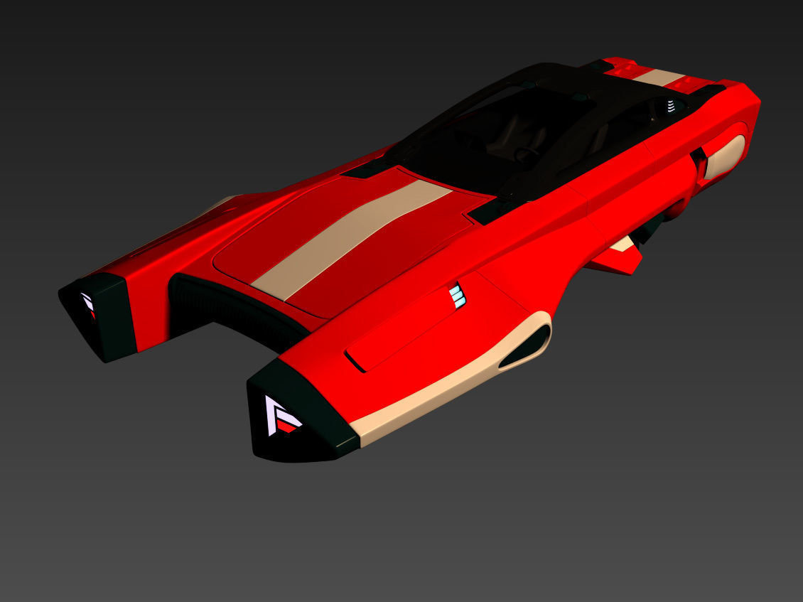 Flying racing car 3D model_8