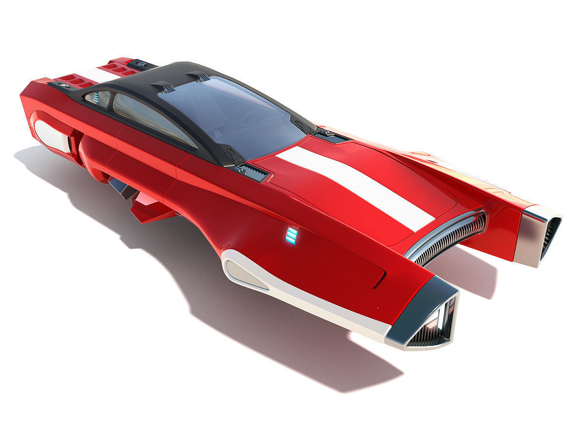 Flying racing car 3D model_2