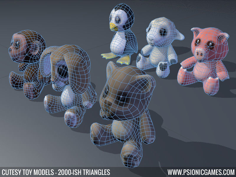 Cute Toy 3D Animal Models x 6 Free low-poly 3D model_3