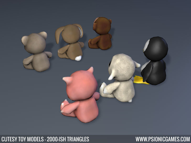 Cute Toy 3D Animal Models x 6 Free low-poly 3D model_2