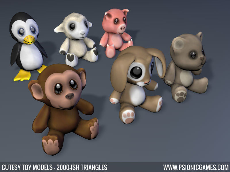 Cute Toy 3D Animal Models x 6 Free low-poly 3D model_1