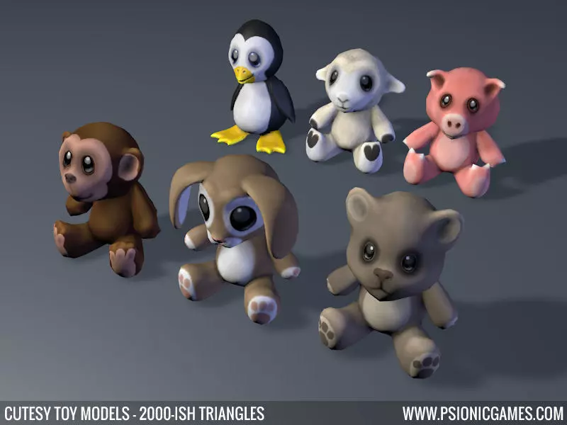 Cute Toy 3D Animal Models x 6 Free low-poly 3D model_0