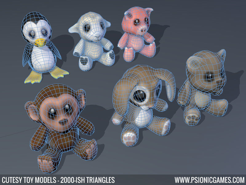 Cute Toy 3D Animal Models x 6 Free low-poly 3D model_4