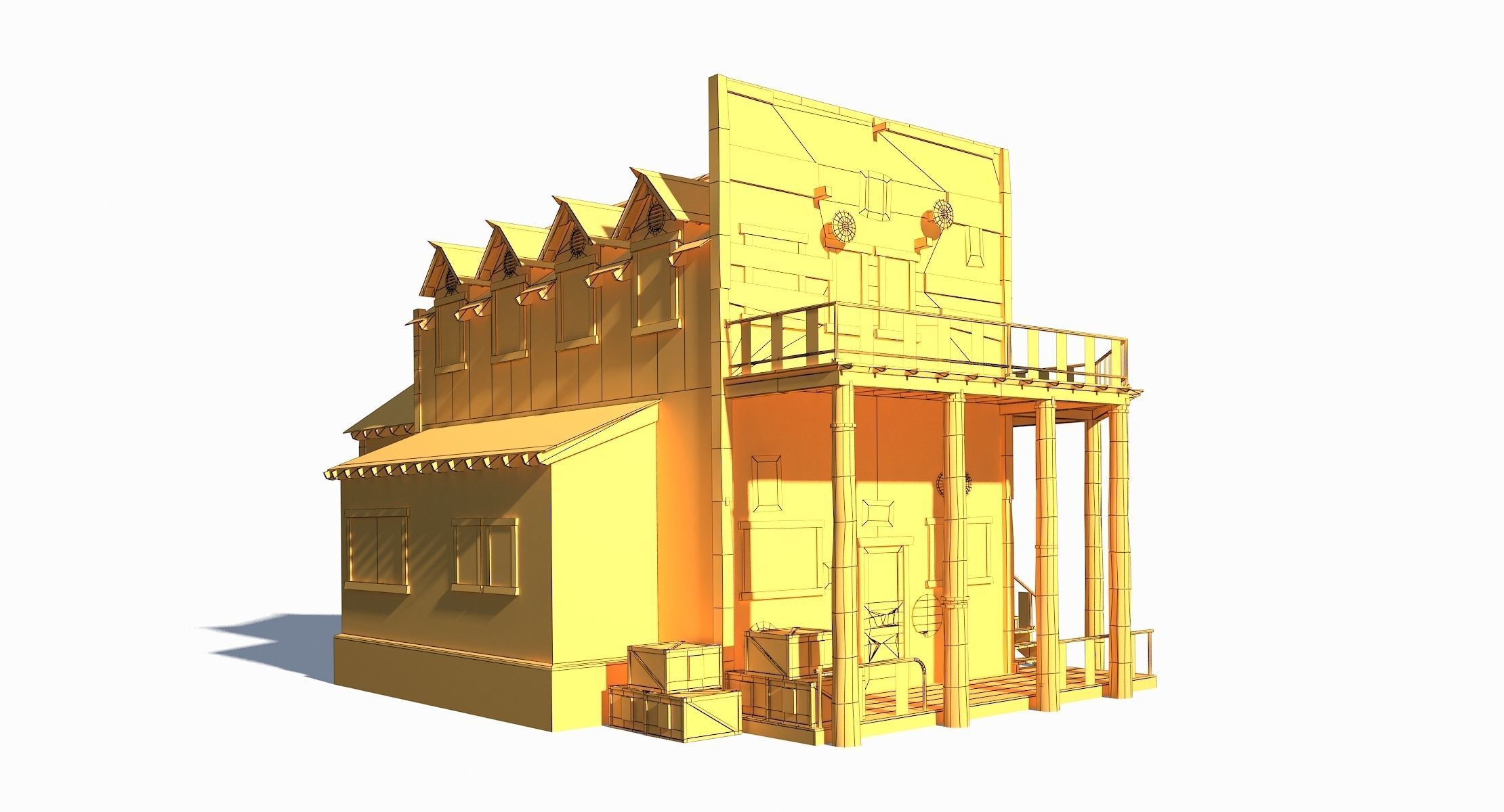 Wild West Building Bundle LOW POLY PBR Low-poly 3D model_13