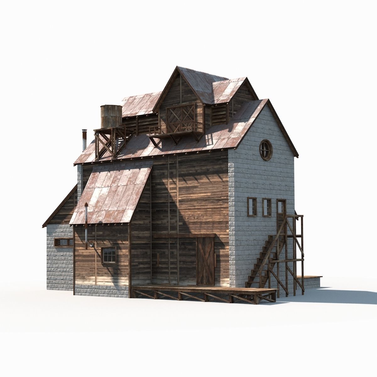 Wild West Building Bundle LOW POLY PBR Low-poly 3D model_19