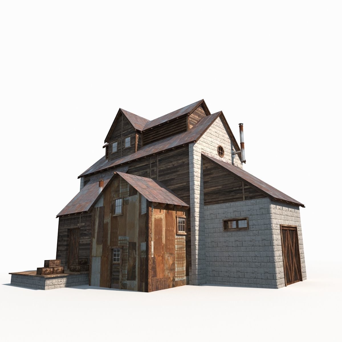 Wild West Building Bundle LOW POLY PBR Low-poly 3D model_17