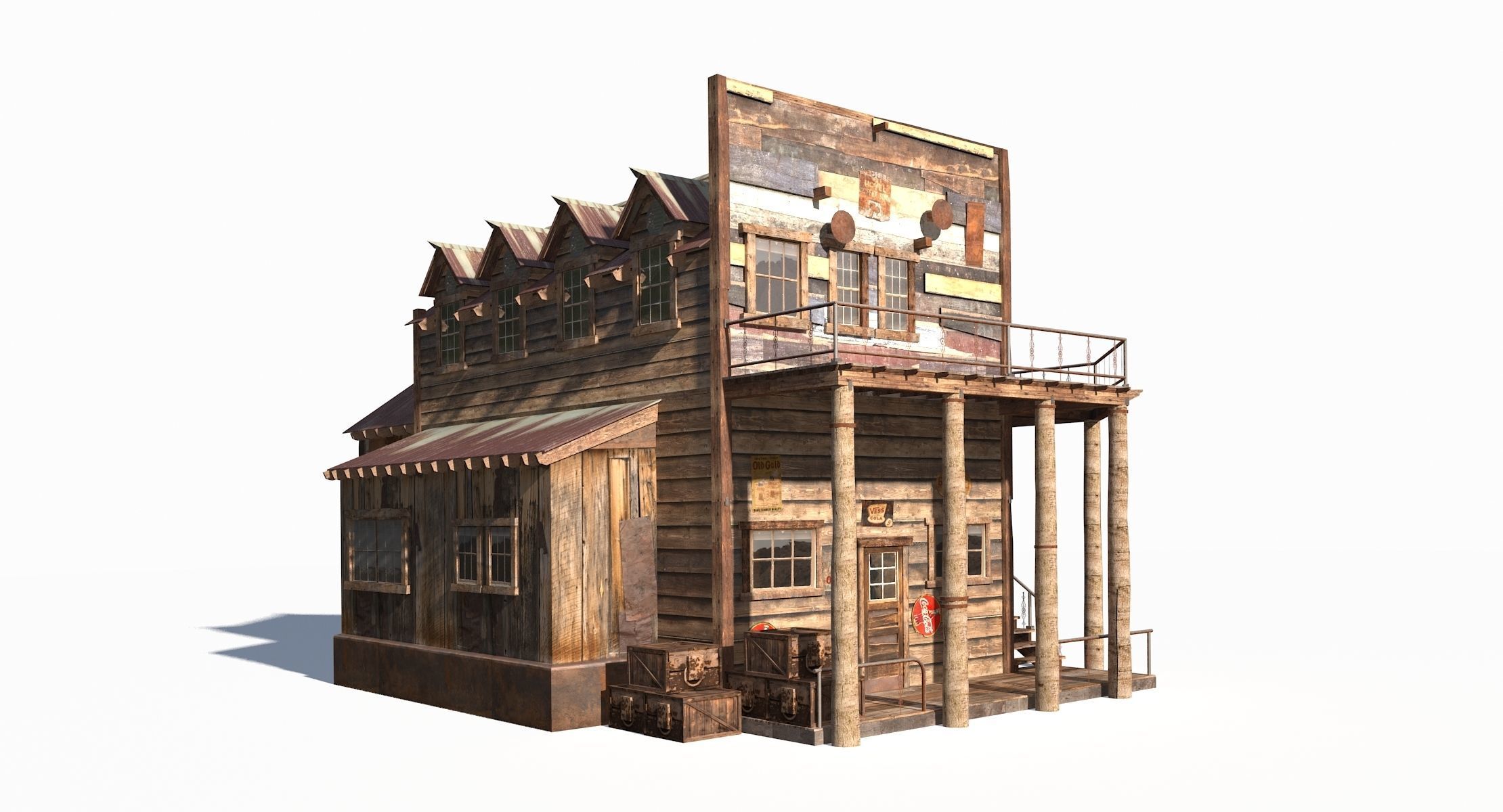 Wild West Building Bundle LOW POLY PBR Low-poly 3D model_14