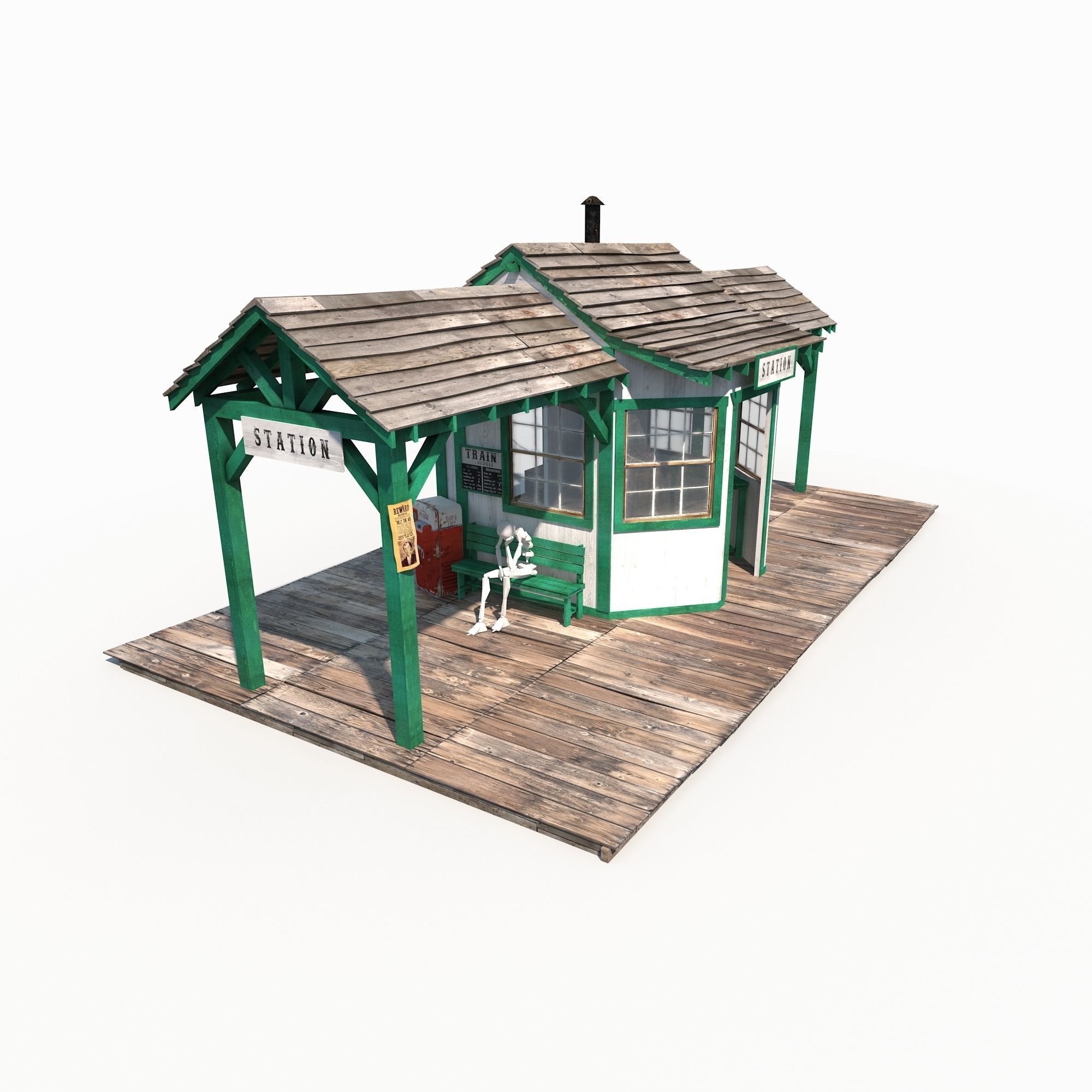 Wild West Building Bundle LOW POLY PBR Low-poly 3D model_28