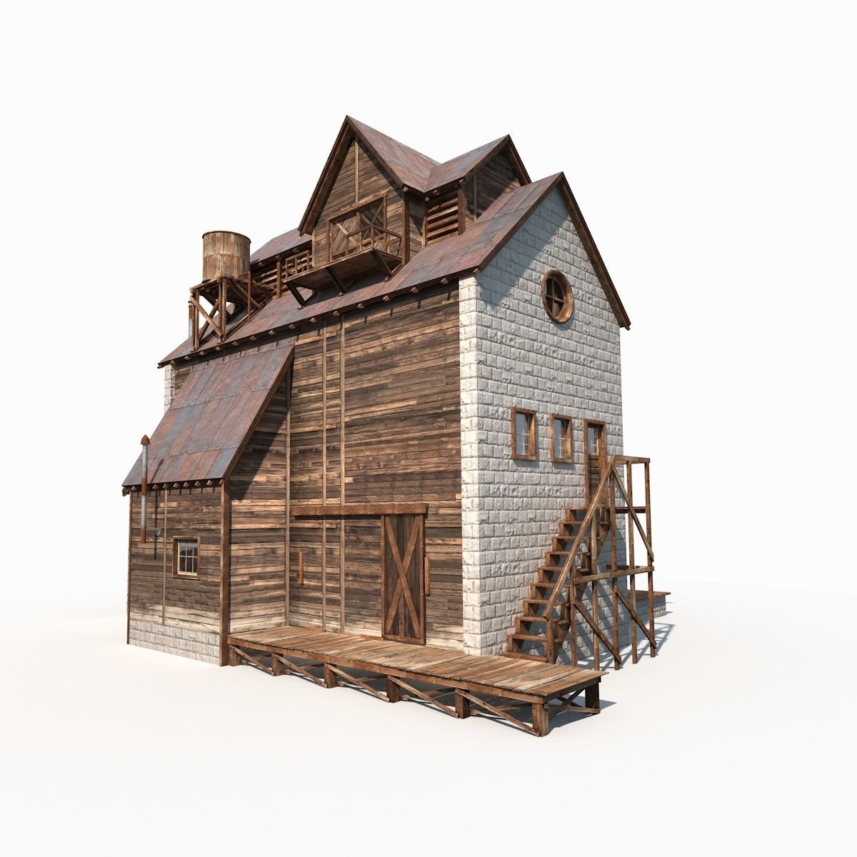 Wild West Building Bundle LOW POLY PBR Low-poly 3D model_16