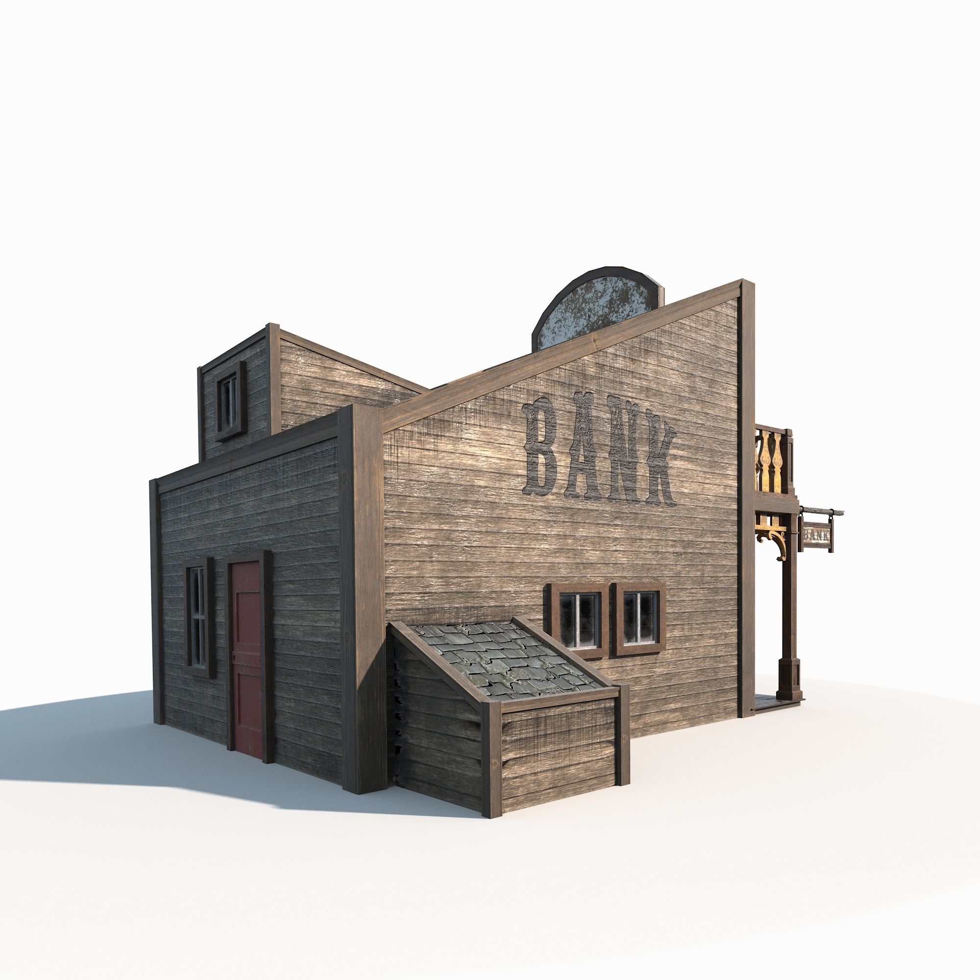 Wild West Building Bundle LOW POLY PBR Low-poly 3D model_1