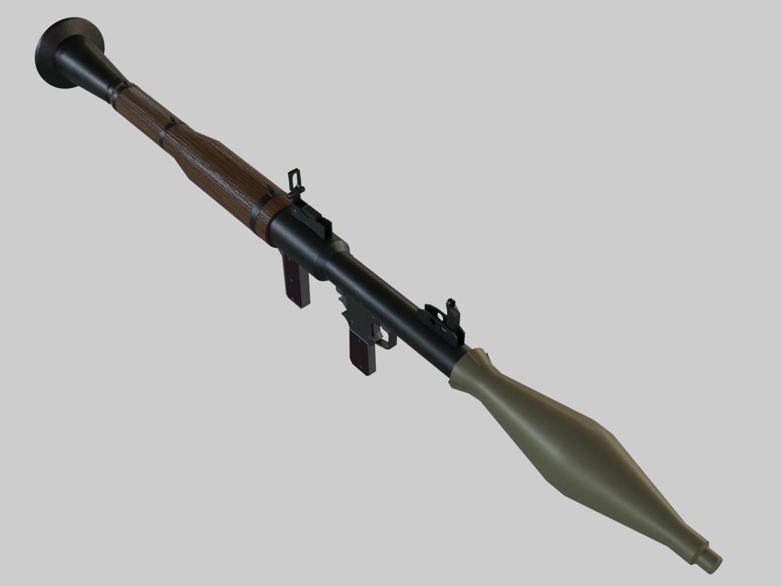 3D model RPG 7 Rocket Grenade Launcher Low Poly VR / AR / low-poly