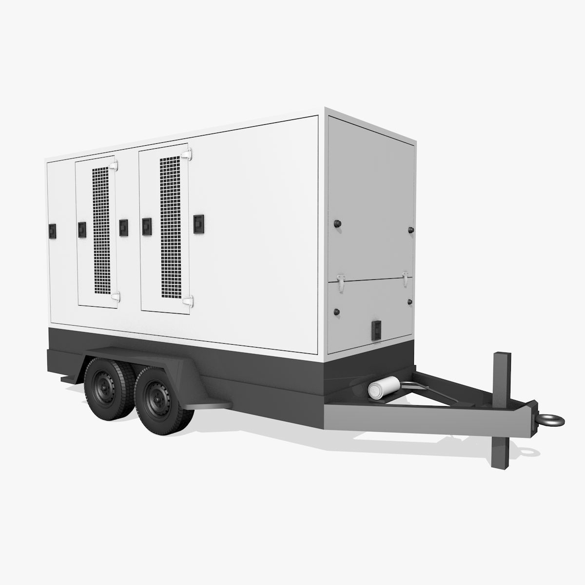 White Trailer Generator 3D model_3