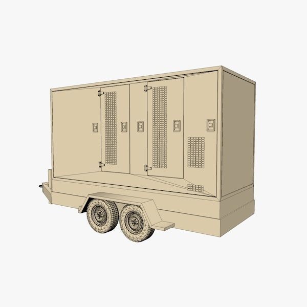 White Trailer Generator 3D model_8
