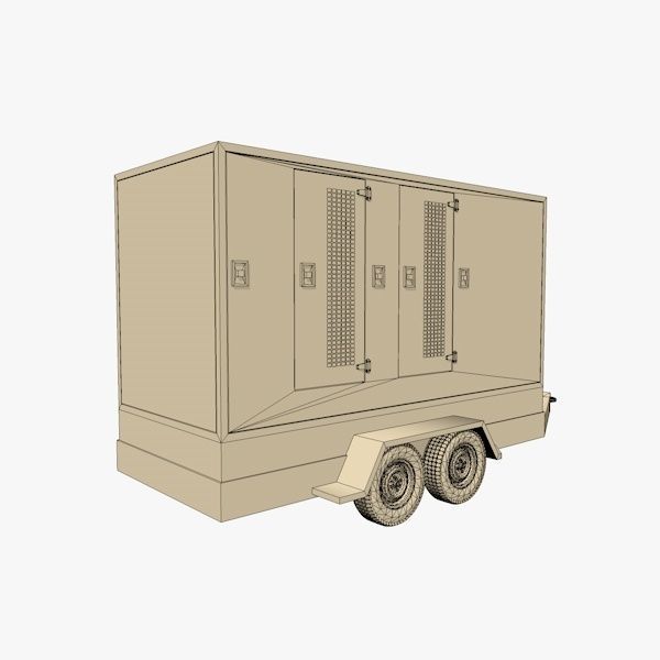 White Trailer Generator 3D model_5