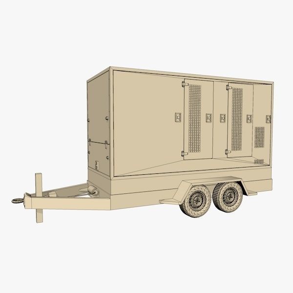 White Trailer Generator 3D model_7
