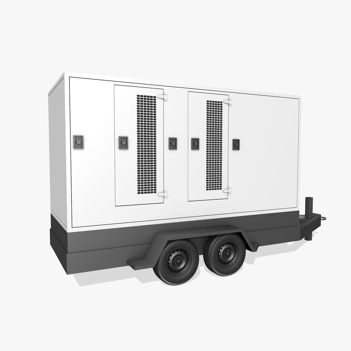 White Trailer Generator 3D model_4
