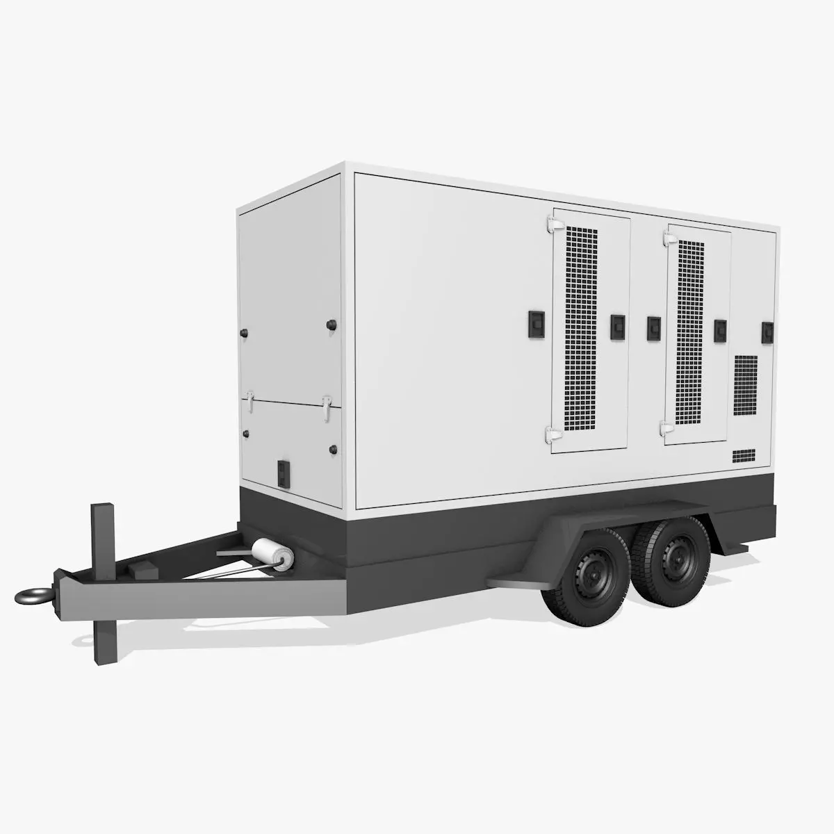 White Trailer Generator 3D model_0
