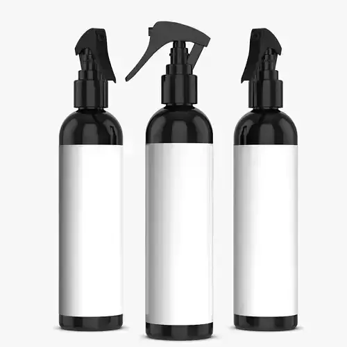 Black Spray Bottle with Label 3D model