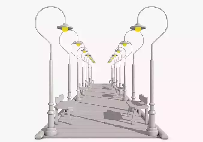 Sidewalk with Lanterns Model 3D model