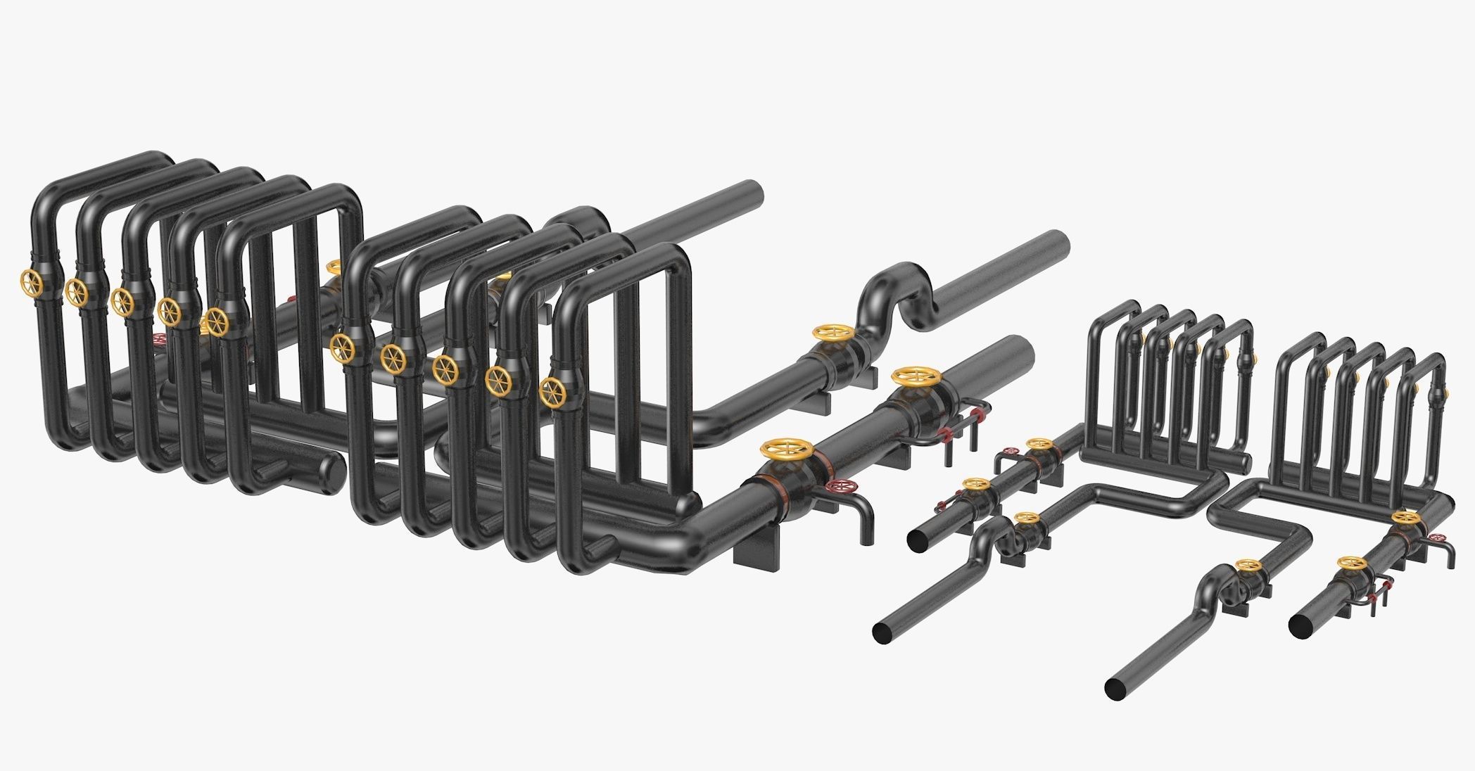 Black Industrial Pipes Model 3D model_3