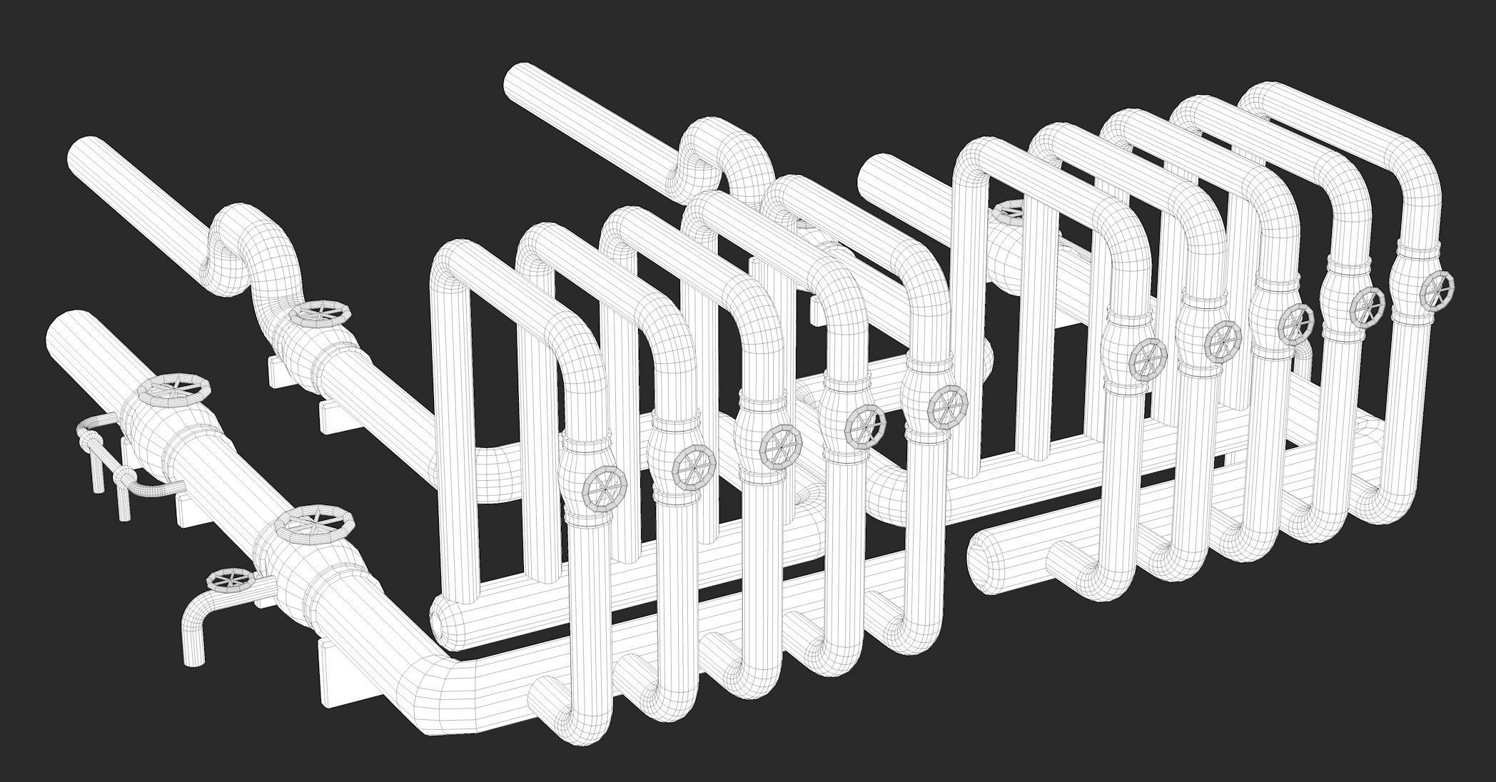 Black Industrial Pipes Model 3D model_9