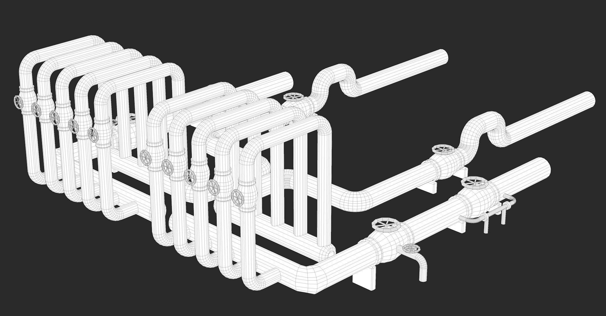 Black Industrial Pipes Model 3D model_8