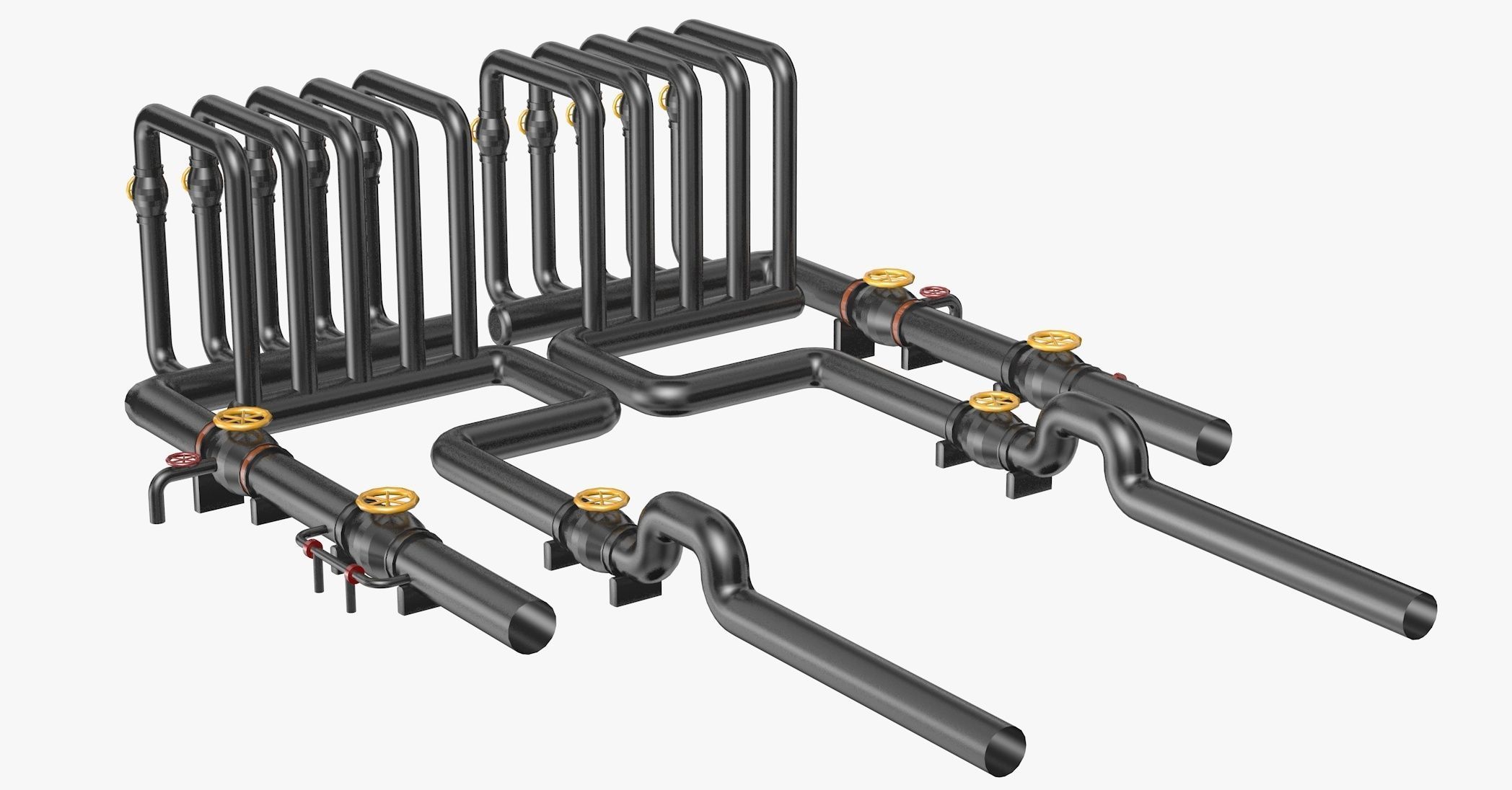 Black Industrial Pipes Model 3D model_4