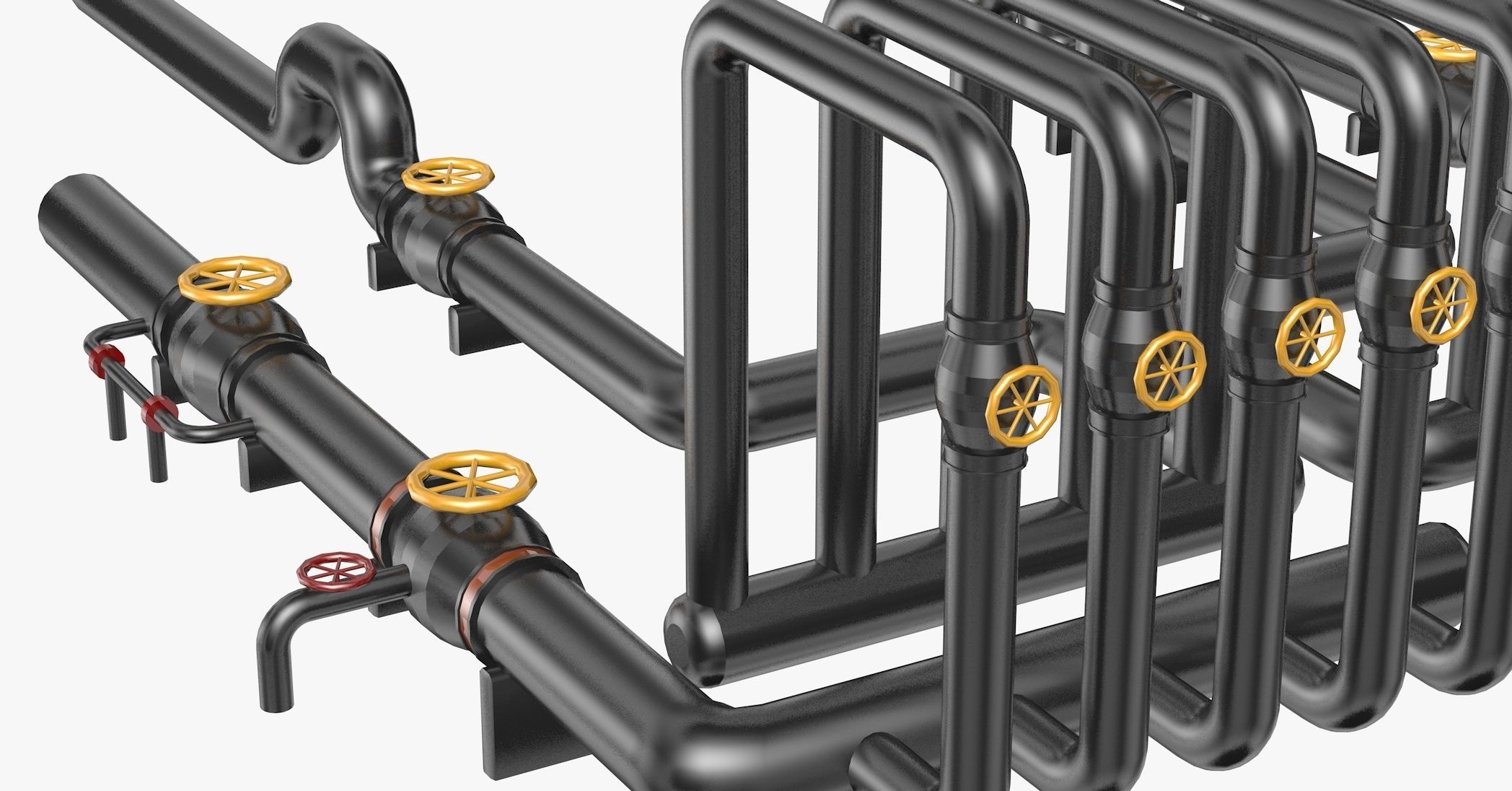 Black Industrial Pipes Model 3D model_2