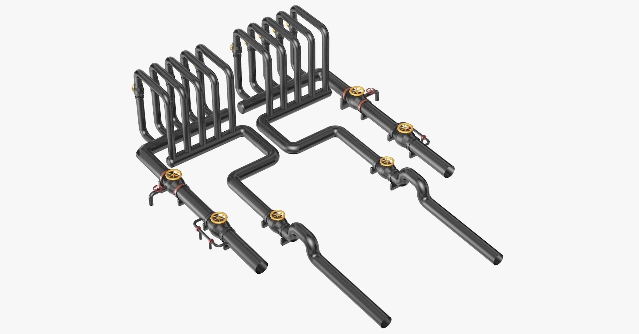 Black Industrial Pipes Model 3D model_5